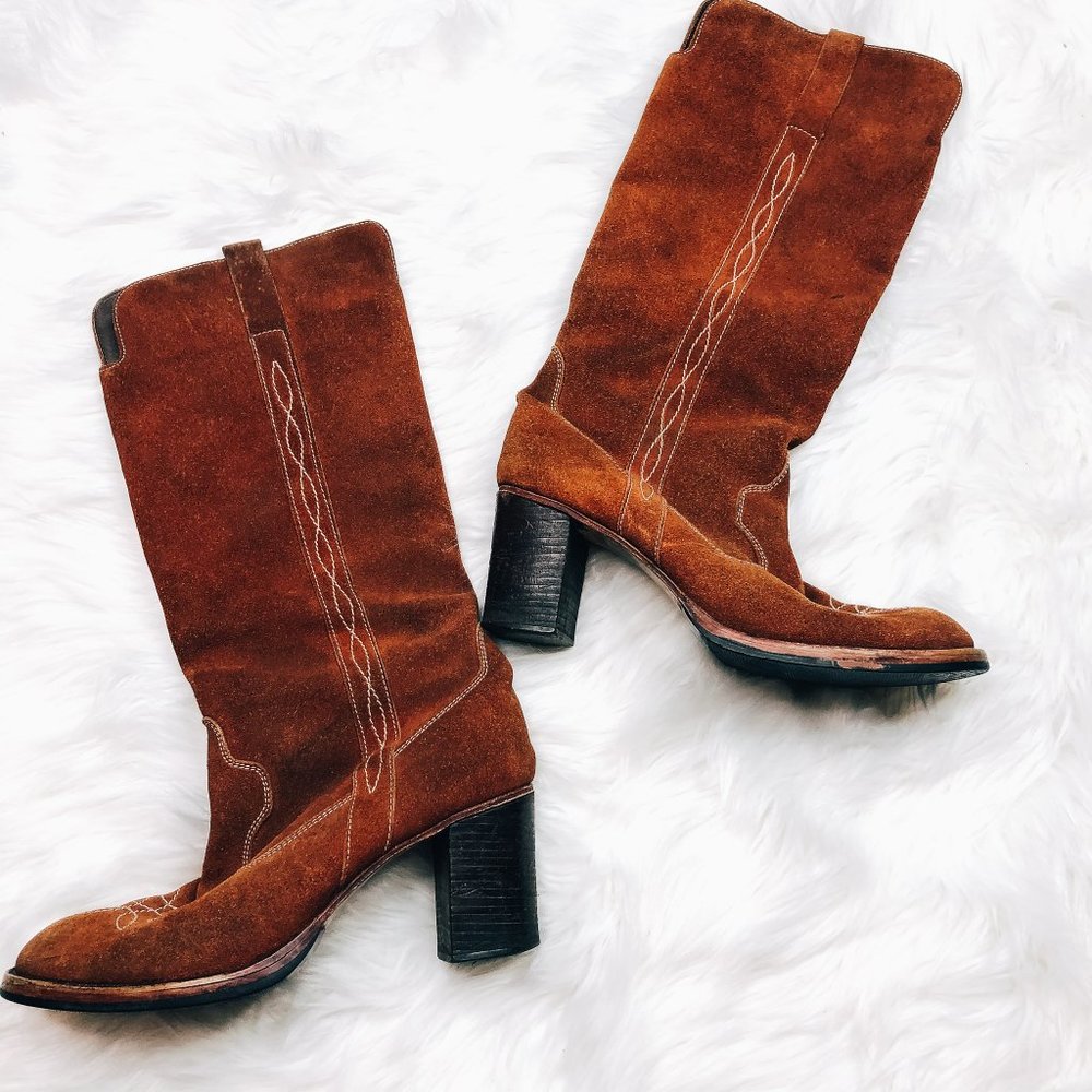 Tomis | Authentic Vintage early 70’s Suede Western Campus Boots 8